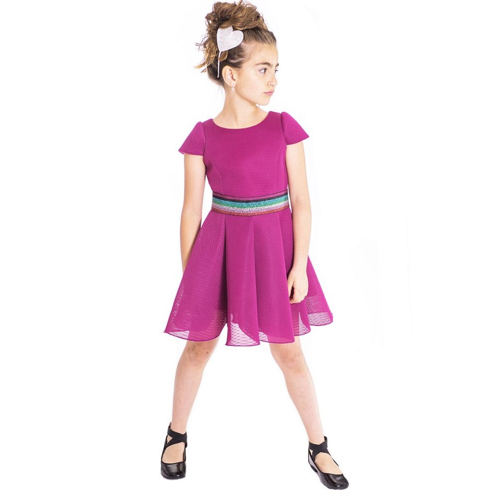Zoe Ltd Lux Style Girls Skater Dress w/Rainbow Stripes Belt NEW NWT 8 12 $220 - Picture 2 of 3